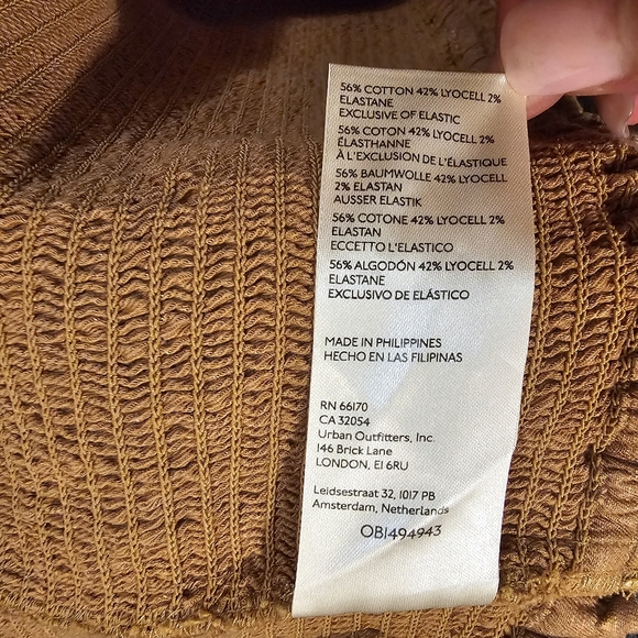 Beige Anthropologie Maeve Women's Ruffled Smocked Crop Top - Picture 6 of 7